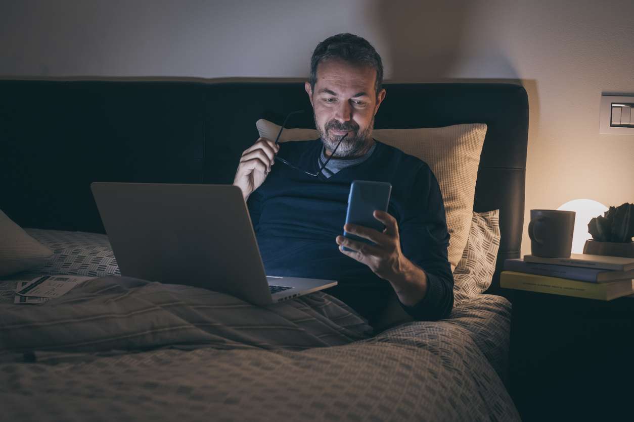 Man staying up late